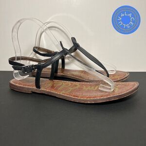 Womens SAM EDELMAN Gigi Black T Strap Sandals / Size 8 Medium